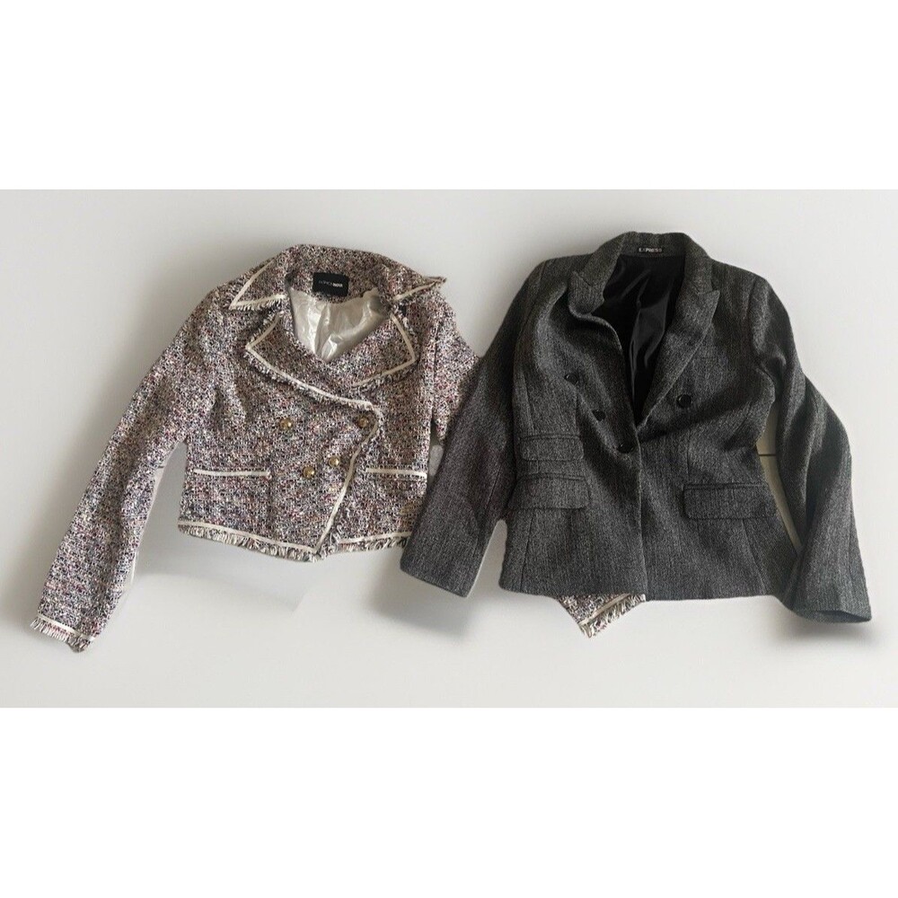 2 Women’s Blazer Jackets Sz L, XL Gray, Plaid Fashion Nova